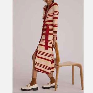 New Anthropologie Maeve Sweater Maxi Shirtdress $170 MP Pink Combo